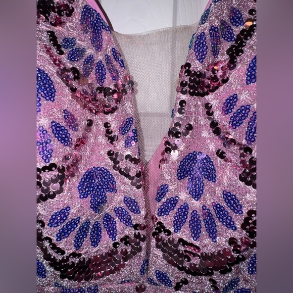 NWT Angel Fashions Sequin Mermaid Gown Pink Purple Formal Prom Dress M - Picture 4 of 11